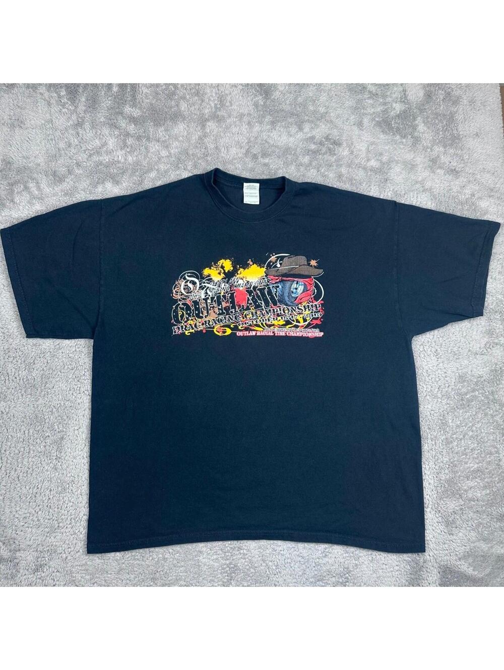 Gildan T-Shirt Mens 2XL Navy Blue 2010 Outlaw Drag Racing Championship Graphic